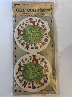 NATURAL LIFE Floral Dog Car Coasters - Green, Red, Pink